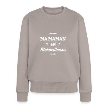 MA MAMAN EST MERVEILLEUSE - Pull Premium bio Femme - taupe - Devant - Julia (174cm)