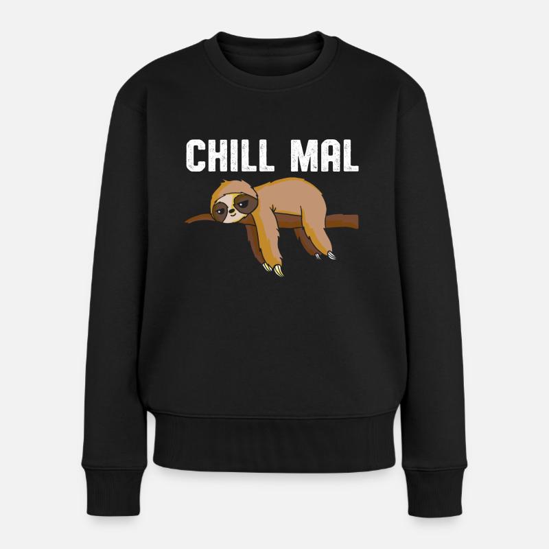 Chill mal Faultier - Frauen Premium Bio Pullover - Schwarz