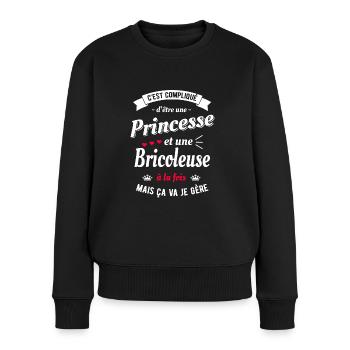 PRINCESSE ET BRICOLEUSE - Pull Premium bio Femme - noir - Devant - Julia (174cm)