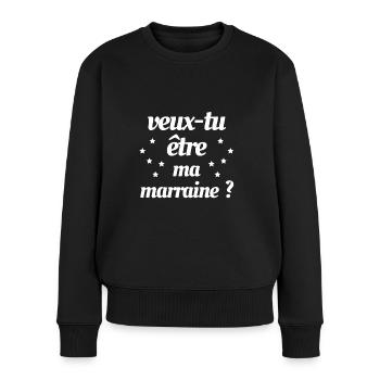 VEUX TU ÊTRE MA MARRAINE - Pull Premium bio Femme - noir - Devant - Julia (174cm)