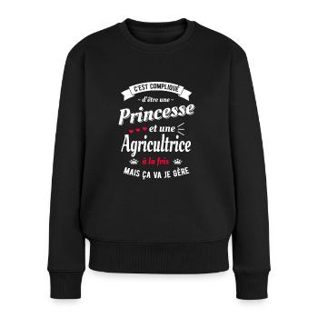 PRINCESSE ET AGRICULTRICE - Pull Premium bio Femme - noir - Devant - Julia (174cm)