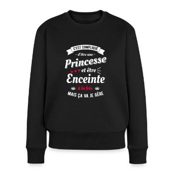 PRINCESSE ET ENCEINTE - Pull Premium bio Femme - noir - Devant - Julia (174cm)