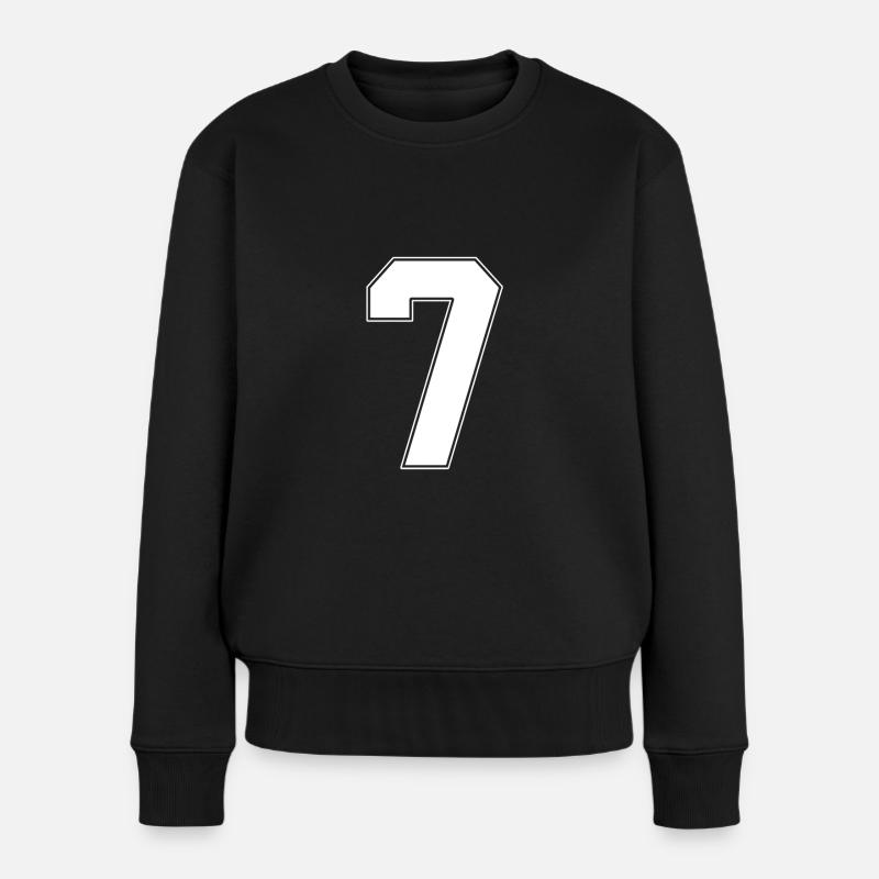 7 Jahre Trikotnummer 7 - Frauen Premium Bio Pullover - Schwarz
