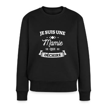 MAMIE QUI DÉCHIRE - Pull Premium bio Femme - noir - Devant - Julia (174cm)