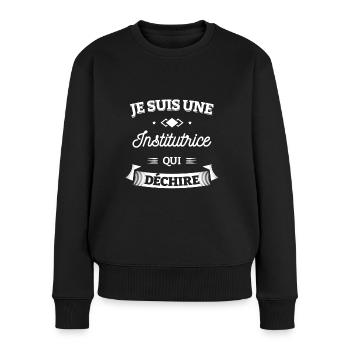 INSTITUTRICE QUI DÉCHIRE - Pull Premium bio Femme - noir - Devant - Julia (174cm)