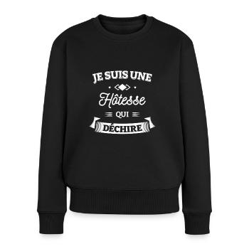 HÔTESSE QUI DÉCHIRE - Pull Premium bio Femme - noir - Devant - Julia (174cm)