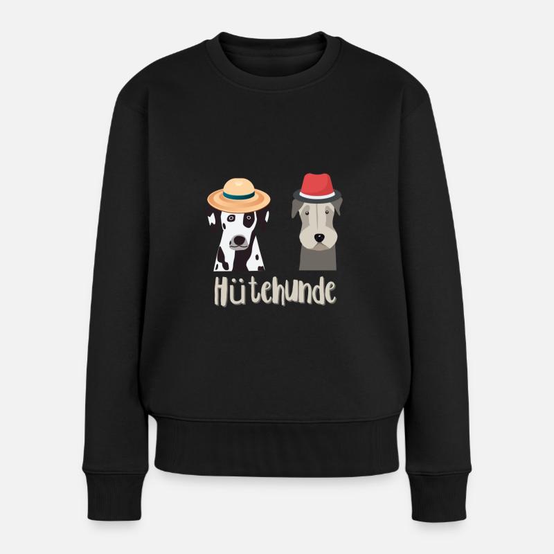 Hütehunde Hunde Spaß hier tragen Hunde einen Hut - Frauen Premium Bio Pullover - Schwarz