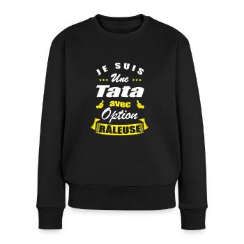 TATA AVEC OPTION RÂLEUSE - Pull Premium bio Femme - noir - Devant - Julia (174cm)