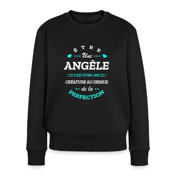 ANGÈLE PARFAITE - NOM ANGÈLE - Pull Premium bio Femme - noir - Devant - Julia (174cm)