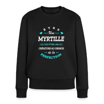 MYRTILLE PARFAITE - NOM MYRTILLE - Pull Premium bio Femme - noir - Devant - Julia (174cm)