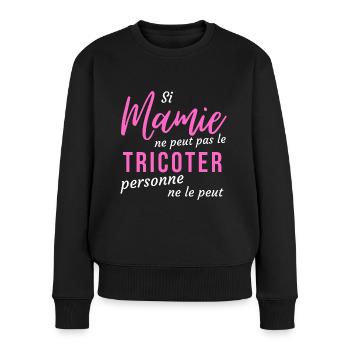 T shirt mamie peut le tricoter humour mamie cadeau - Pull Premium bio Femme - noir - Devant - Julia (174cm)