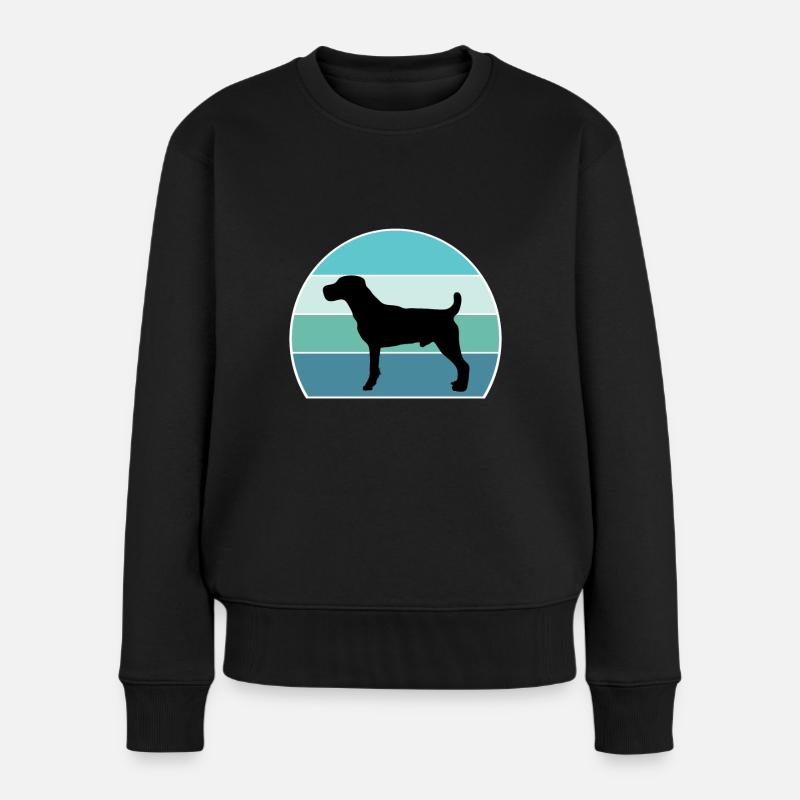 Parson Russell Terrier Hund Silhouette Vintage Suns - Frauen Premium Bio Pullover - Schwarz