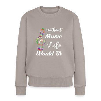 Citation musicale sans musique La vie serait Bb II - Pull Premium bio Femme - taupe - Devant - Julia (174cm)