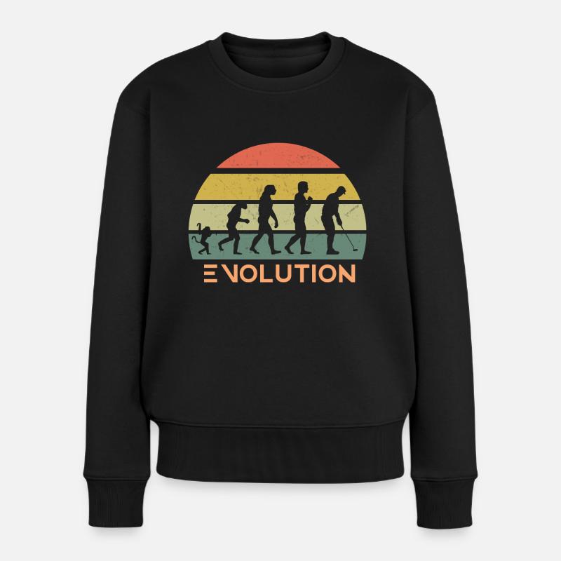 Retro Golf Evolution - Frauen Premium Bio Pullover - Schwarz