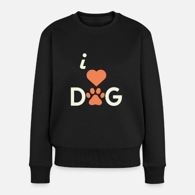i love dog - Frauen Premium Bio Pullover - Schwarz