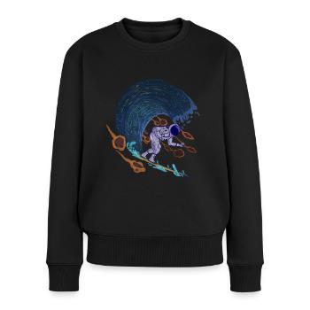 SPACE SPACE SURFER SURF SURFING SURFING ALL MOTIF - Women's Premium Organic Jumper - black - Front - Julia (174cm)