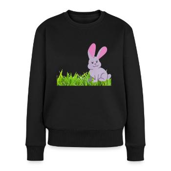Rabbit on grass - Women's Premium Organic Jumper - black - Front - Julia (174cm)