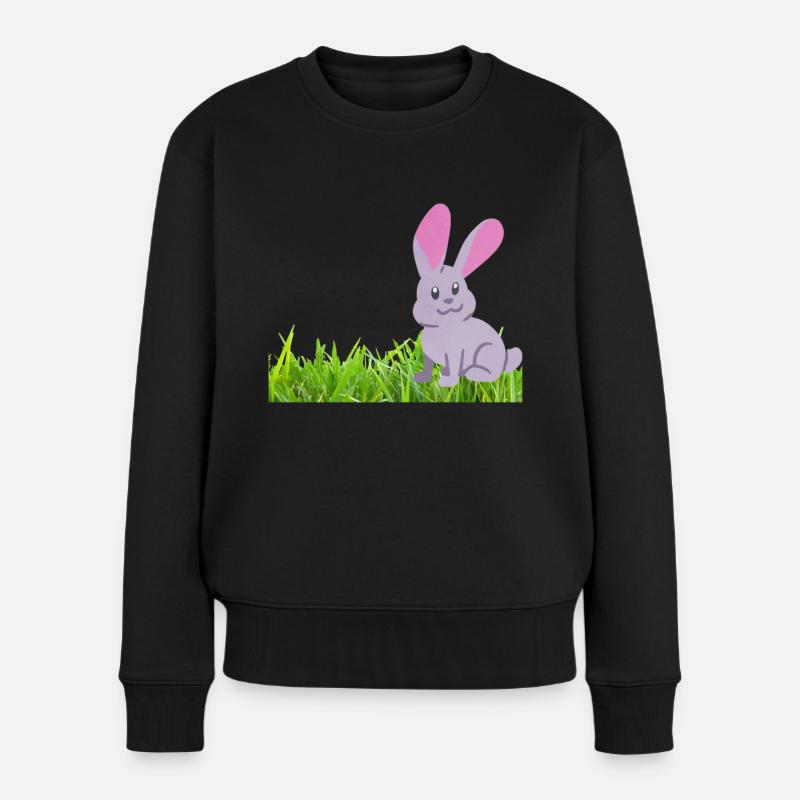 Kaninchen auf Gras - Frauen Premium Bio Pullover - Schwarz