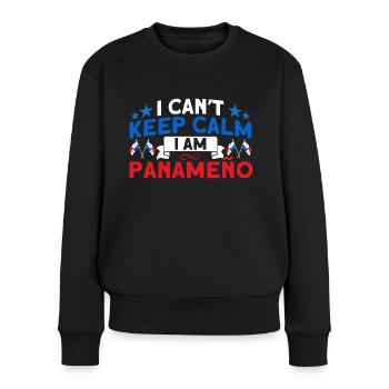 Je ne peux pas garder le calme Panama souvenir - Pull Premium bio Femme - noir - Devant - Julia (174cm)