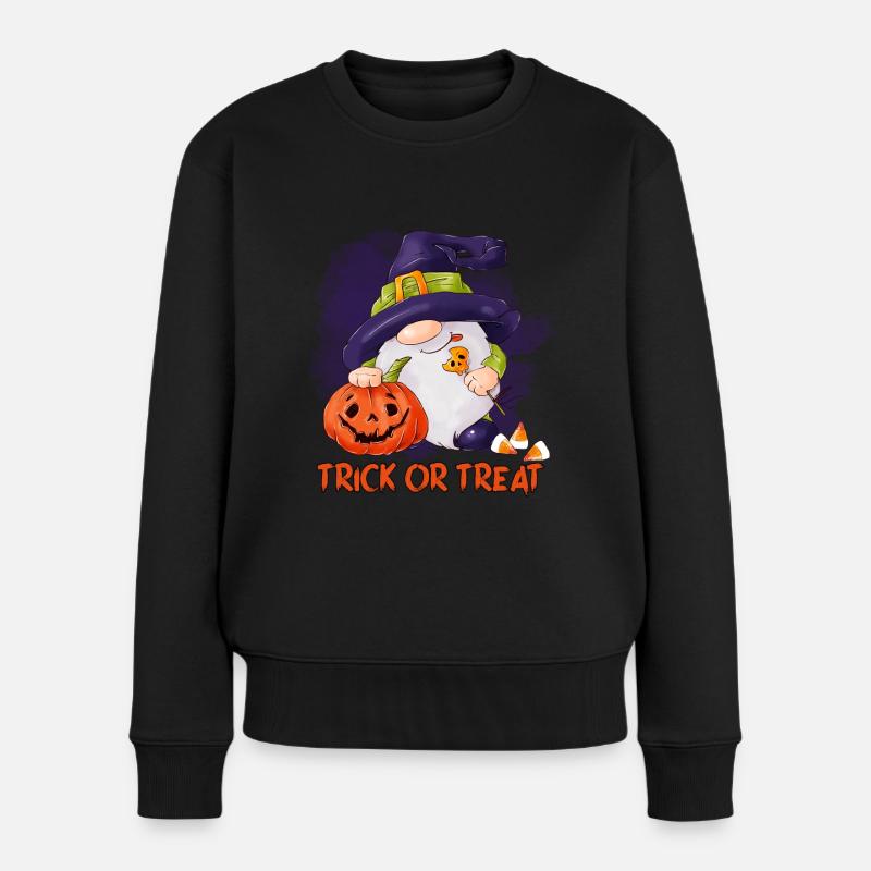Halloween-Wichtel - Frauen Premium Bio Pullover - Schwarz