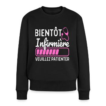 Bientôt Infirmière Cadeau Future Infirmière - Pull Premium bio Femme - noir - Devant - Julia (174cm)