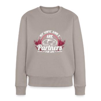 Ehe Hochzeitstag - Frauen Premium Bio Pullover - Taupe - Vorne - Julia (174cm)