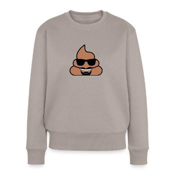 Poo mit Brille - Frauen Premium Bio Pullover - Taupe - Vorne - Julia (174cm)