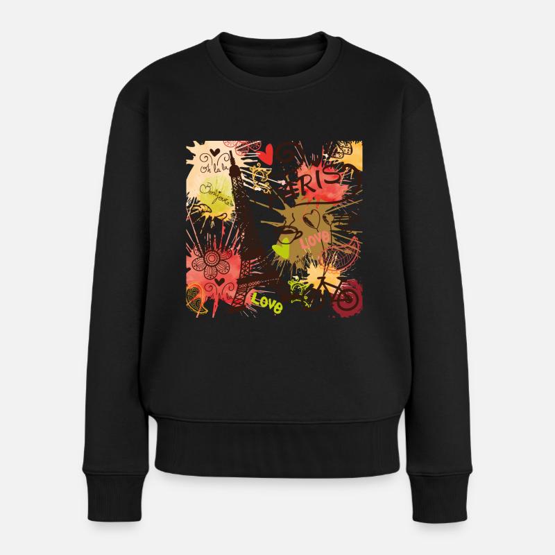 Eiffelturm Paris mit Liebe aus Frankreich und den - Frauen Premium Bio Pullover - Schwarz