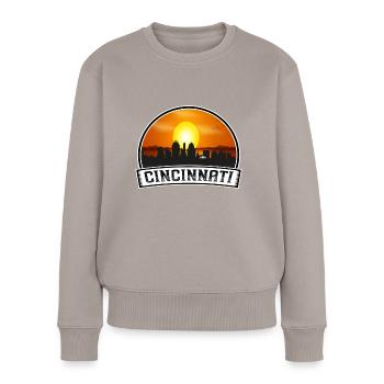 Cincinnati Ohio États-Unis Horizon Vintage Coucher de soleil Voyage - Pull Premium bio Femme - taupe - Devant - Julia (174cm)