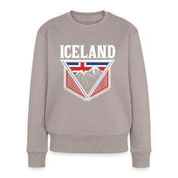 Drapeau du Nord de l’Islande - Pull Premium bio Femme - taupe - Devant - Julia (174cm)