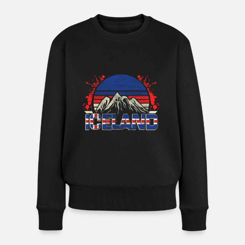 Island Pferde Land Geschenk - Frauen Premium Bio Pullover - Schwarz