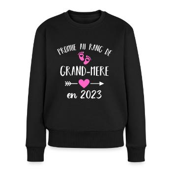 Grand-mère en 2023 humour mamie cadeau grand mère - Pull Premium bio Femme - noir - Devant - Julia (174cm)