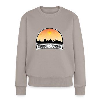 Saarbrücken Deutschland Skyline Vintage Sunset Travel - Frauen Premium Bio Pullover - Taupe - Vorne - Julia (174cm)