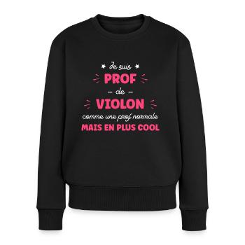 Je suis prof de violon - Pull Premium bio Femme - noir - Devant - Julia (174cm)