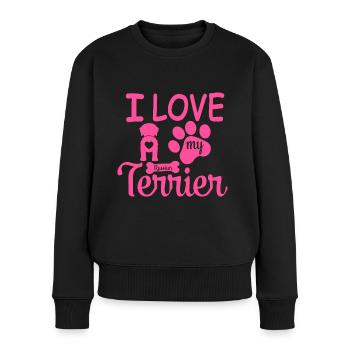 Terrier russe noir Maman Mama Maîtresse Dictons - Pull Premium bio Femme - noir - Devant - Julia (174cm)