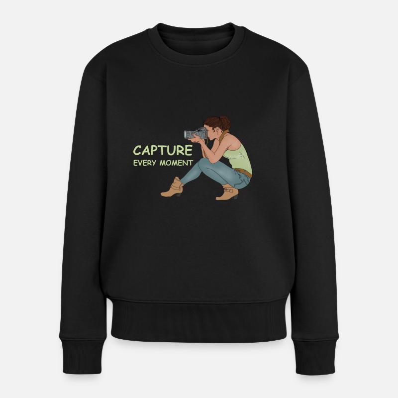 Capture Every Moment - Frauen Premium Bio Pullover - Schwarz