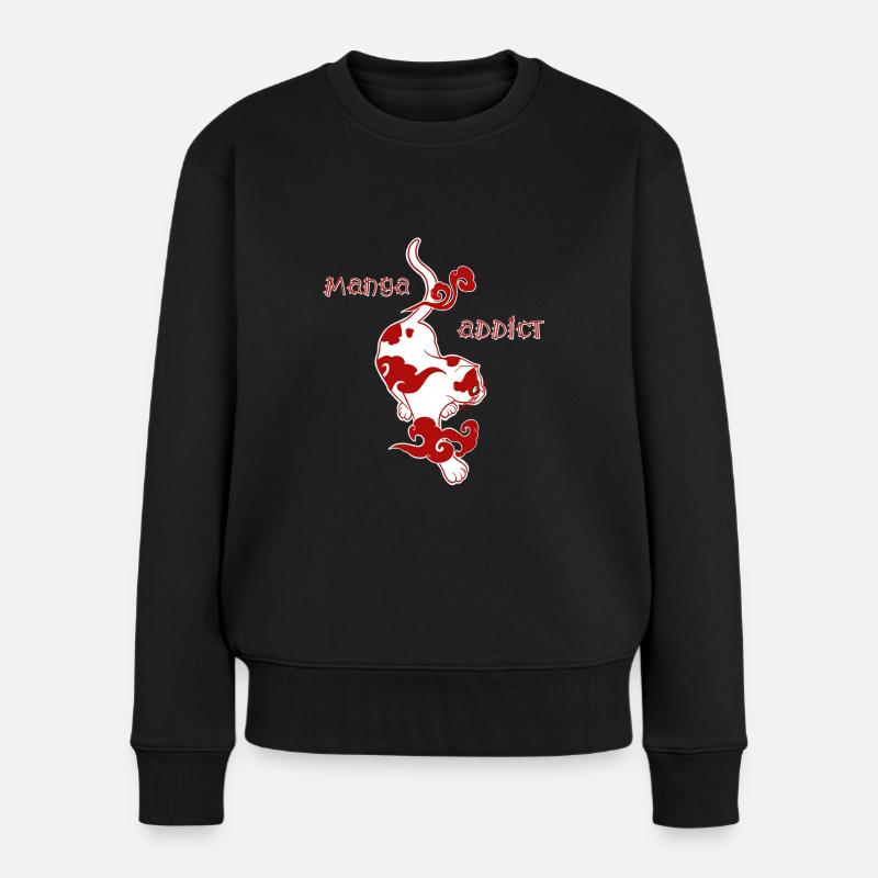 Manga-süchtig - Frauen Premium Bio Pullover - Schwarz