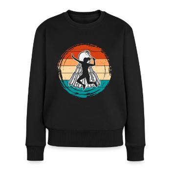 Badminton - Frauen Premium Bio Pullover - Schwarz - Vorne - Julia (174cm)