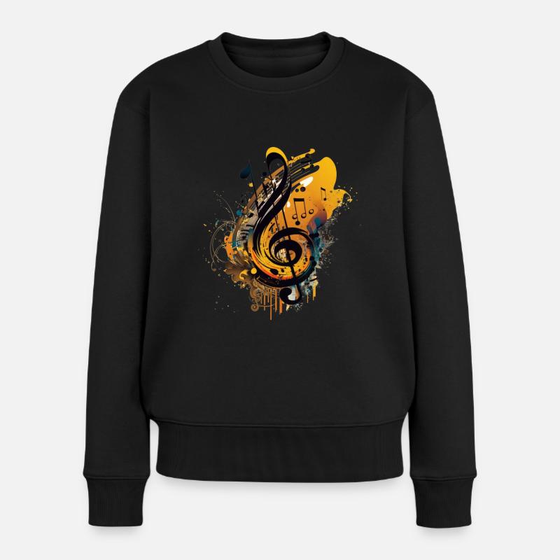Musik - Frauen Premium Bio Pullover - Schwarz