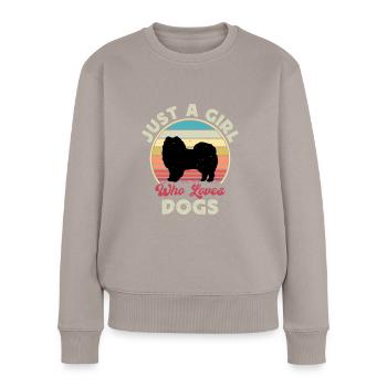 American Eskimo Dog Love Silhouette Vintage Sunset - Pull Premium bio Femme - taupe - Devant - Julia (174cm)