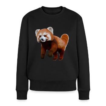 Roter Panda - Frauen Premium Bio Pullover - Schwarz - Vorne - Julia (174cm)