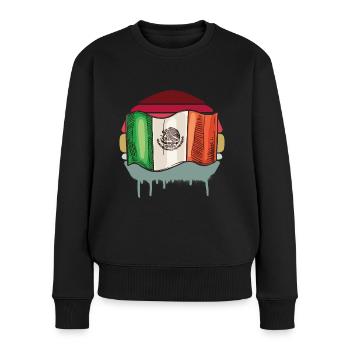 Mexico Retro Flagge - Frauen Premium Bio Pullover - Schwarz - Vorne - Julia (174cm)