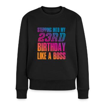 23e anniversaire 23 ans cadeau - Pull Premium bio Femme - noir - Devant - Julia (174cm)