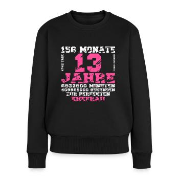 Veilchenhochzeit 13 jahre Hochzeitstag Ehefrau - Frauen Premium Bio Pullover - Schwarz - Vorne - Julia (174cm)