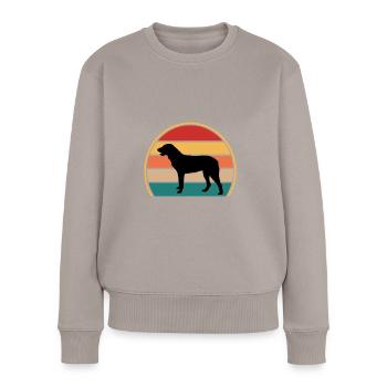 Cao De Castro Laboreiro Dog Silhouette Retro Sun - Women's Premium Organic Jumper - taupe - Front - Julia (174cm)