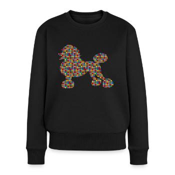 Pudel bunte Kreise, Pop-Art - Frauen Premium Bio Pullover - Schwarz - Vorne - Julia (174cm)