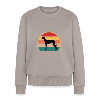 Vieux Lévrier Croate Chien Silhouette Rétro Soleil - Pull Premium bio Femme - taupe - Devant - Julia (174cm)