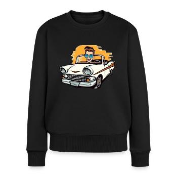 Clément im Cabrio - Frauen Premium Bio Pullover - Schwarz - Vorne - Julia (174cm)