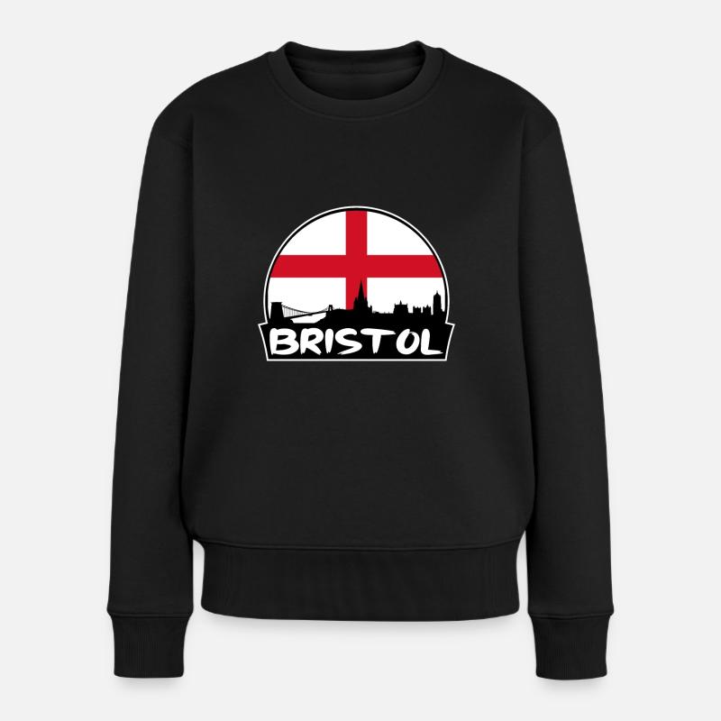 Bristol England Flagge Skyline Silhouette Reisen - Frauen Premium Bio Pullover - Schwarz