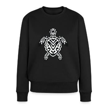Eine Meeresschildkröte in Schwarz-Weiß - Frauen Premium Bio Pullover - Schwarz - Vorne - Julia (174cm)